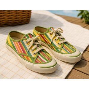 Tommy Girl by Tommy Hilfiger Canvas Sneaker Slides Striped Lace Up Size 10 M